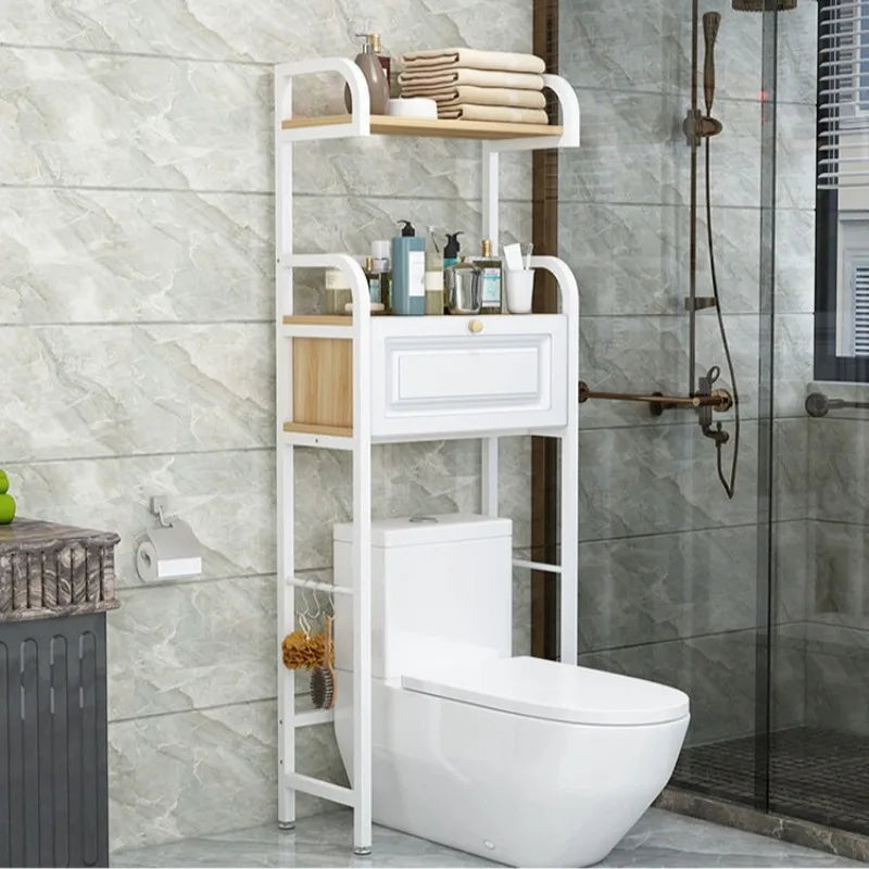 Toilet Storage Rack Stand Organizer Rack Aesthetic Bathroom Shelf Multifunctional Floor Shelves with Drawer Bathroom Accessories