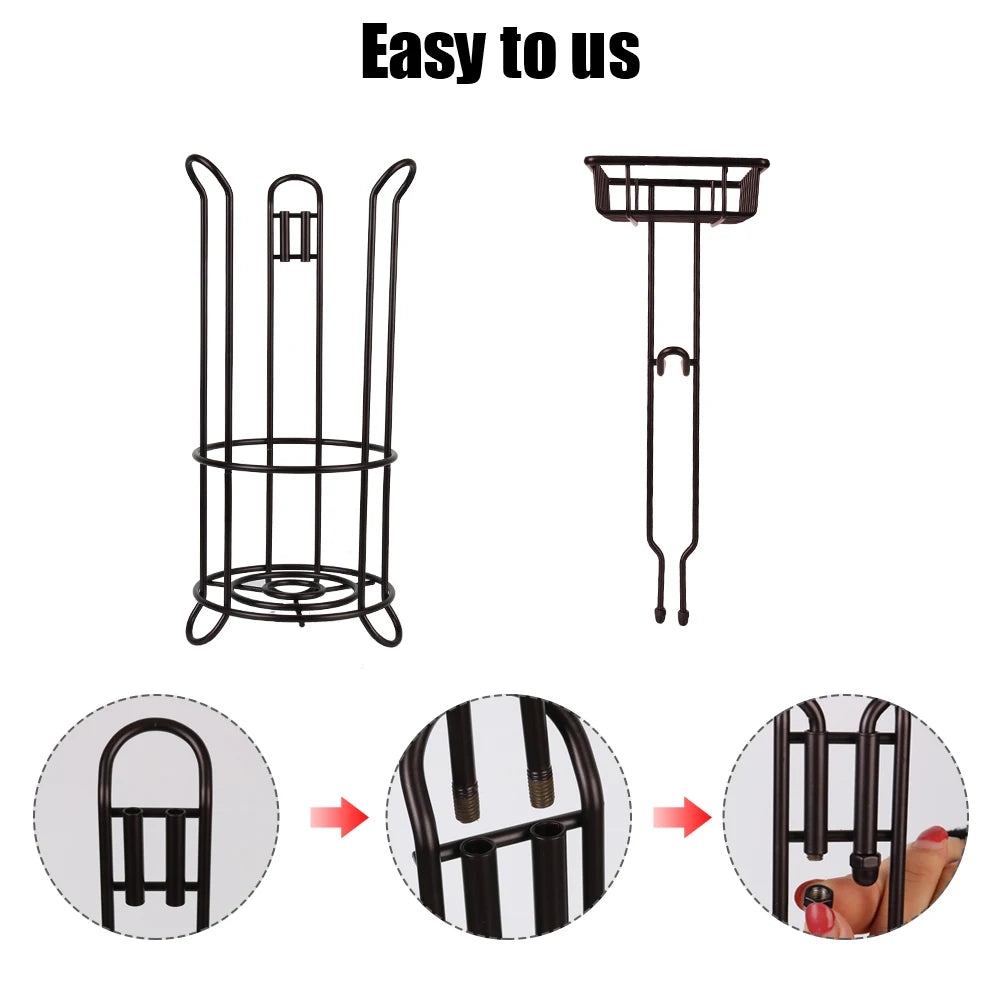 Bathroom Paper Roll Vertical Storage Basket Toilet Paper Holder Stainless Steel For Phone Tissue Multifunctional Storage Shelf