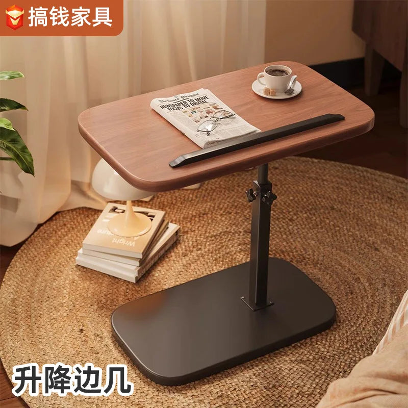 Adjustable Height Swivel Side Table - Mobile Sofa End Table Rolling Coffee Table for Living Room Bedroom Dorm