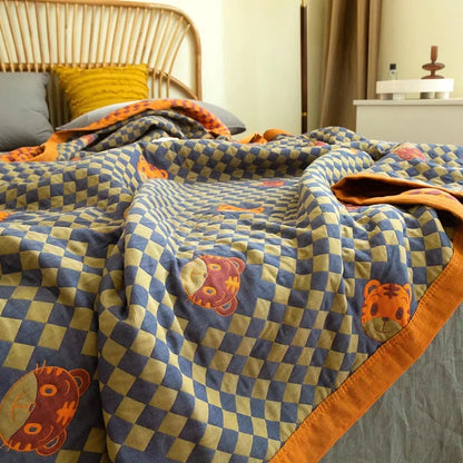 Luxurious Triple-layered 100% Cotton Gauze Blanket for Queen/King Bed, Multi-functional Usage As Summer Quilt or Bedspread
