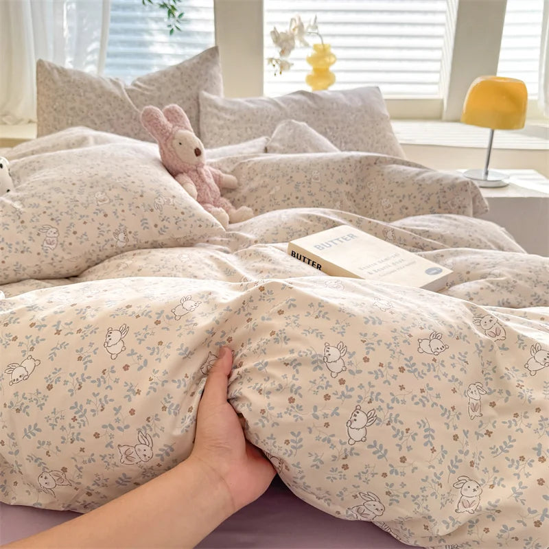 Bonenjoy Floral Style Duvet Cover Sets Single/Queen/King Soft Washed Cotton Bed Cover Sets dekbedovertrek 240x220 Bedding Sets