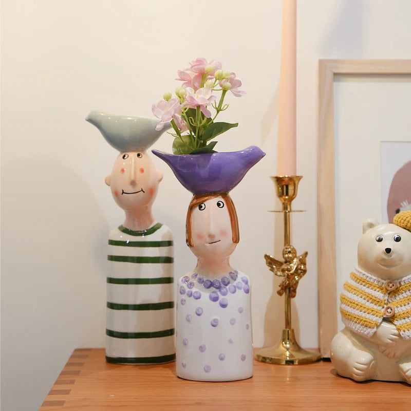 Vase Home Decor Room Decoration Ceramic Vases Desktop Art Sculpture Flower Arrangement Wedding Decoration Flower Pot Furnishing