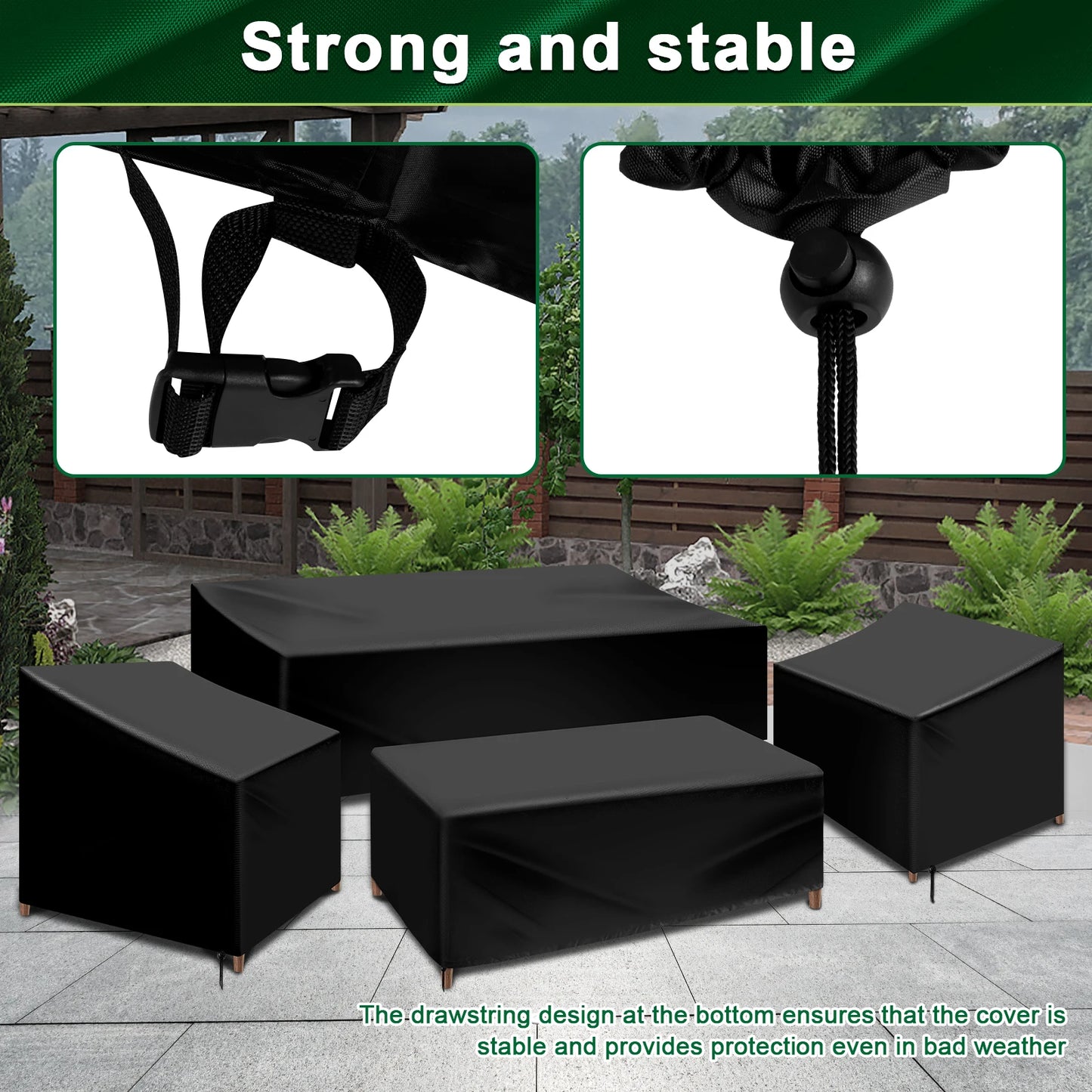 4Pcs Patio Furniture Cover Set Heavy duty Waterproof Patio Furniture Cover Oxford Cloth Outdoor Furniture Cover with Drawstring