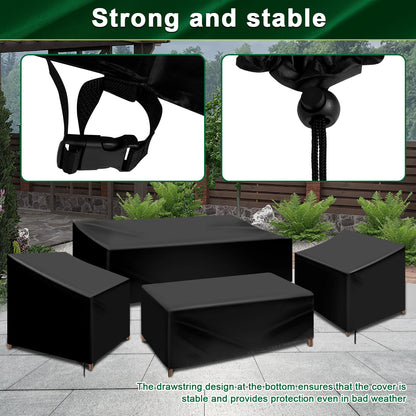 4Pcs Patio Furniture Cover Set Heavy duty Waterproof Patio Furniture Cover Oxford Cloth Outdoor Furniture Cover with Drawstring