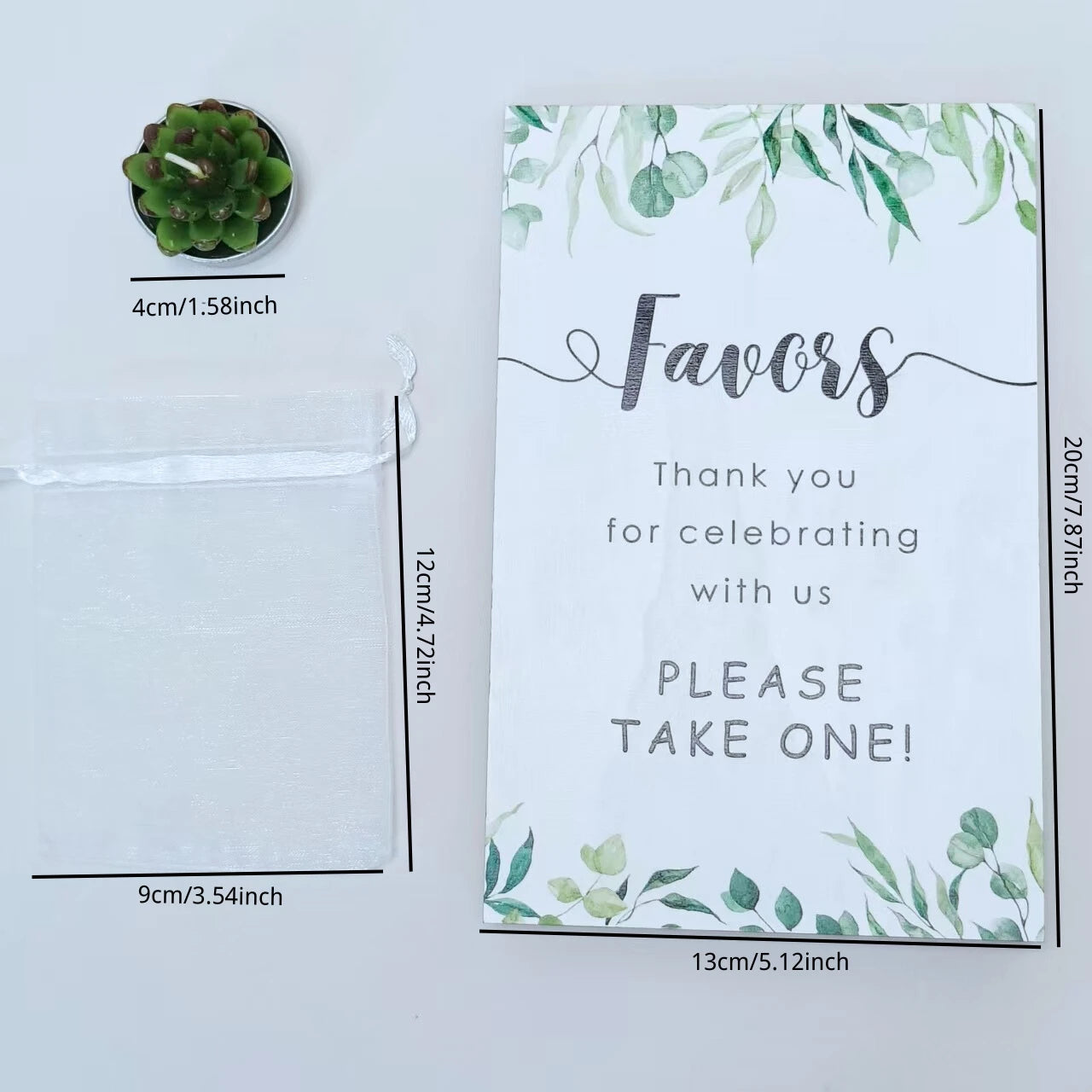 20 Pcs Succulent Candle : Baby Shower Favors w/ Candles , Organza Bags & Wooden Sign for Weddings, Parties, Home Decor