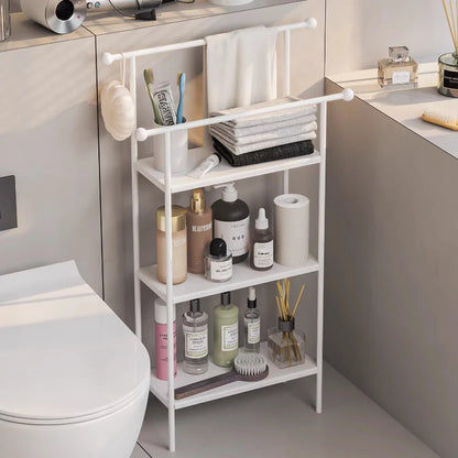 Floor-standing Bathroom Storage Rack Towel and Shower Organizer for Toilet and Bathtub Durable Bathroom Utility Shelf