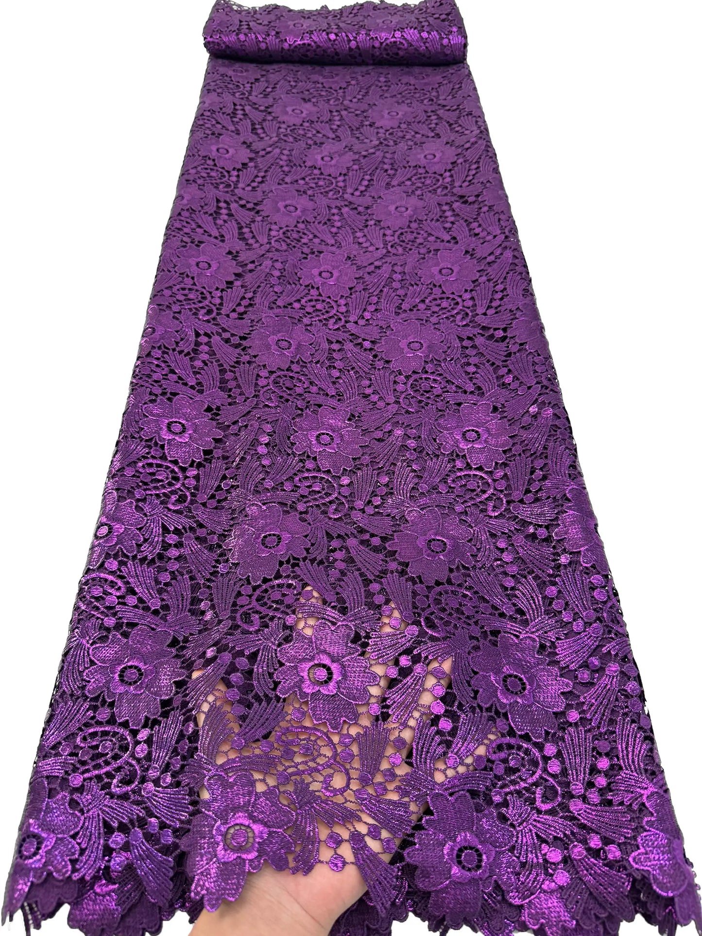 African Nigerian High-Quality Cotton Wedding Tulle Lace Fabric Hot Stamping  Water Soluble 5 Yards for Party Dresses Sewing