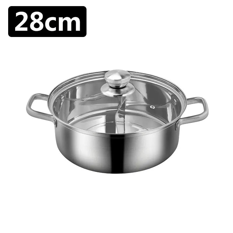 Chinese Hot Pot 304 Stainless Steel Induction Cooker Gas Stove Compatibl Kitchen Cookware Soup Cooking Pot Twin Divided