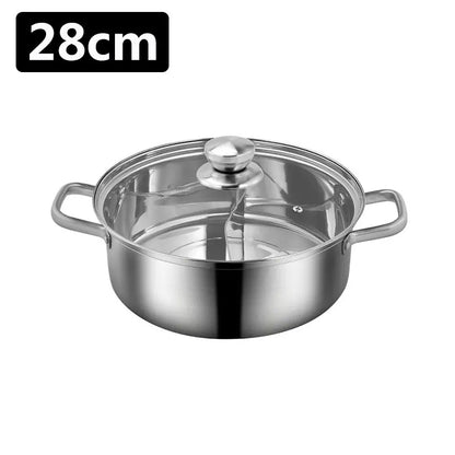 Chinese Hot Pot 304 Stainless Steel Induction Cooker Gas Stove Compatibl Kitchen Cookware Soup Cooking Pot Twin Divided