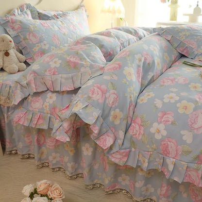 1pc Pure Cotton Duvet Cover Ruffles Quilt Cover Queen Size Comforter Cover Skin-friendly Bedding funda nordica (No Pillowcase)