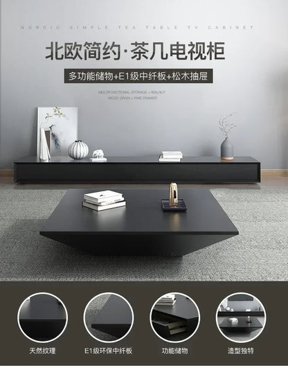 Nordic Modern Simple Square Creative Living Room TV Cabinet and Tea Table Combination