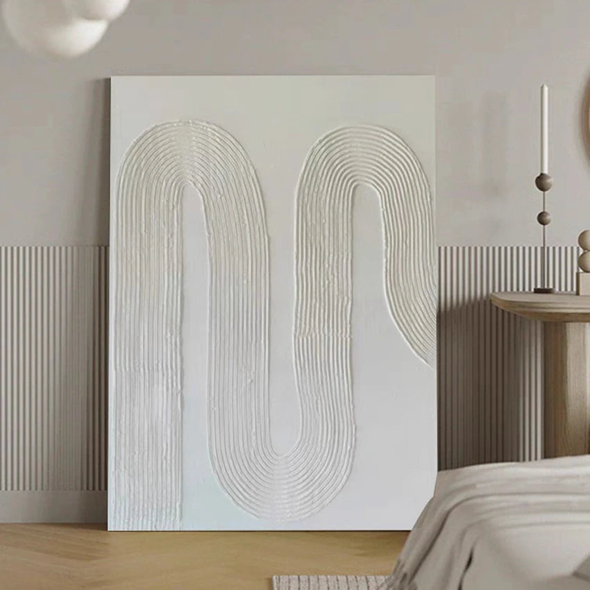 Pure White Textured Abstract Oil Painting Modern Simple And Elegant Wall Picture For Restaurant Framless Home Decoration Piece