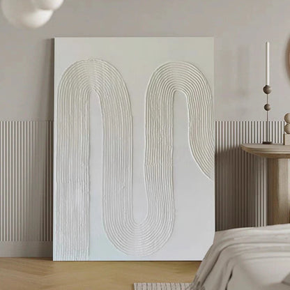 Pure White Textured Abstract Oil Painting Modern Simple And Elegant Wall Picture For Restaurant Framless Home Decoration Piece
