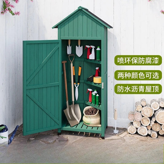 Garden Shed Outdoor Storage Cabinet Courtyard Outdoor Balcony Solid Wood Cleaning Cabinet Tool Room Gardening Glove Box Locker