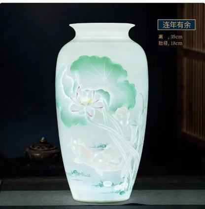 Vase ceramics underglaze color hand-painted plants high-end retro suitable home livingroom flower arrangement light luxury sense