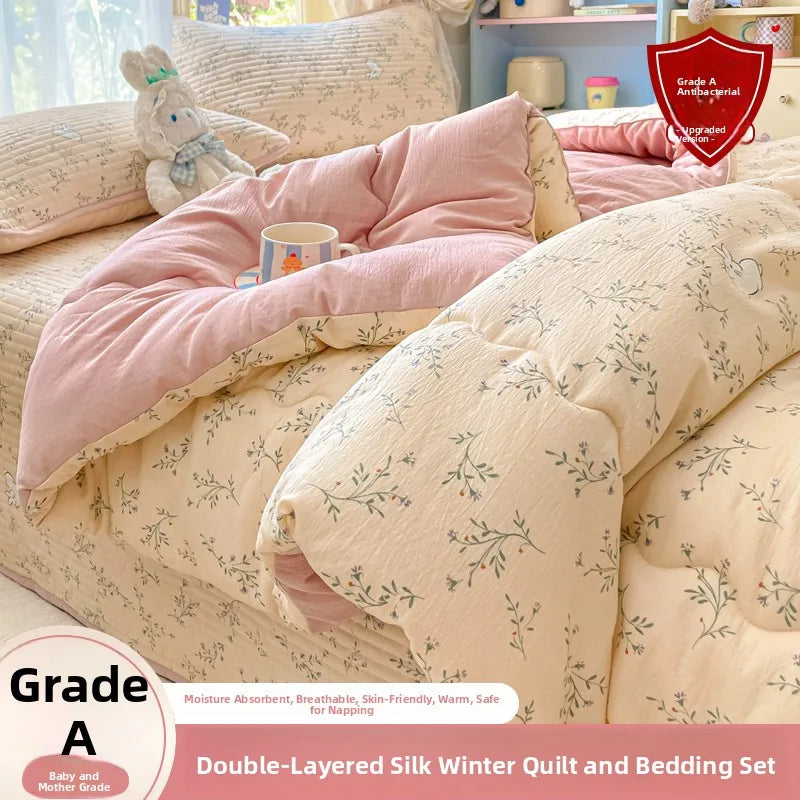 A-Class Double-Layer Thiened Warmth Blanket Core for Renting Houses Spring Autumn Winter Use Home Bedroom Dormi Four-Pi...