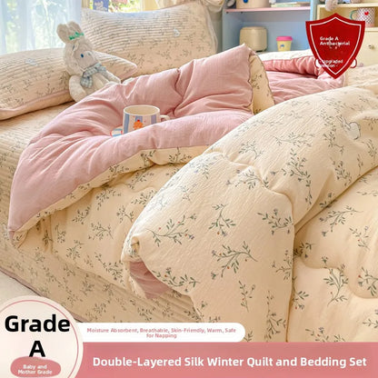 A-Class Double-Layer Thiened Warmth Blanket Core for Renting Houses Spring Autumn Winter Use Home Bedroom Dormi Four-Pi...