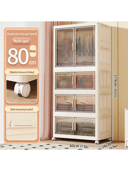 Large Capacity Multifunction Storage Cabinet Dustproof Wardrobe Folding Home Organization Solution