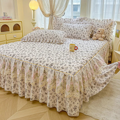 Cotton Bed Sheet Bed Skirt with Elastic Bands Non Slip Mattress Cover for Double King Queen Bed 150x200 180x200 220x200cm