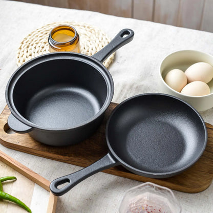 1 Set Cast Iron Pots Non-stick Pan Dual-Purpose Cast Iron Saucepan Home Kitchen Tools Breakfast Cooking Frying Pan
