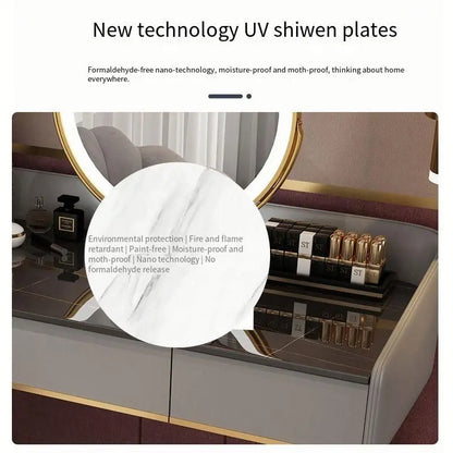 Modern Simple Bedroom Dressing Table Ins Style Storage Dressing Table Integrated Light Luxury Dressing Table Makeup Cabinet