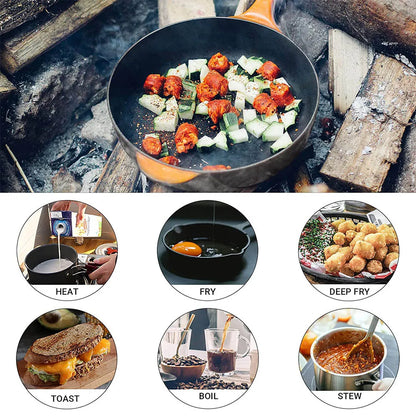 Outdoor cooking 3-4 person picnic set pot, hard alumina portable boiling water, tea frying pan, barbecue meat camping pot