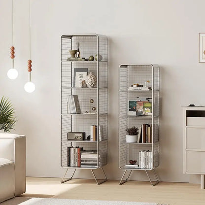Nordic style Bookcase Multi-Tier Metal Storage Shelf Space Saving Living Room/Kids Book Organizer Sturdy Display Rack for Office