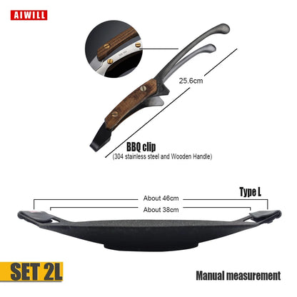 AIWILL No stick Grill Pan BBQ Baking Dishes Pans Multi-purpose Induction Cooker Outdoor Camping Kitchen Bakeware Household Tool