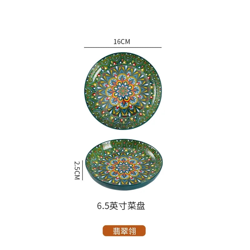 Ceramic Tableware Set Rice Bowl Serving Plate Creative Cutlery Soup Plate Noodle Handle Bowl Sauce Dish Steak Salad Fruit Plate