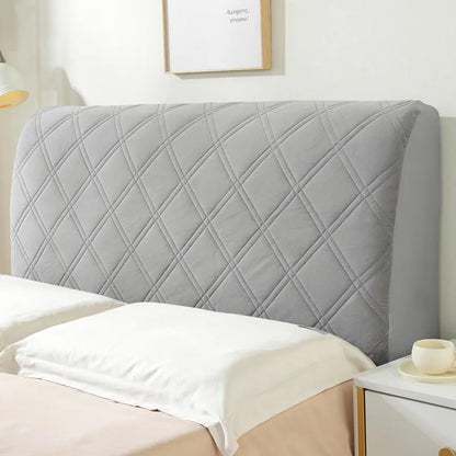 Solid Color Quilted Bed Headboard Cover All-inclusive Thicken Velvet Head Cover for Curvy Anti-dirt Bed Backrest Cover
