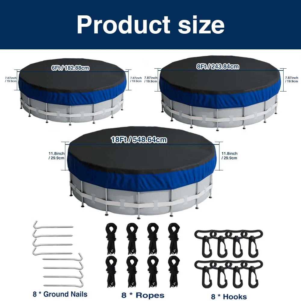 18Ft Round Pool Cover Oxford Fabric Winter Pool Solar Cover for above Ground Pool Waterproof and Dustproof Swimming Pool Cover