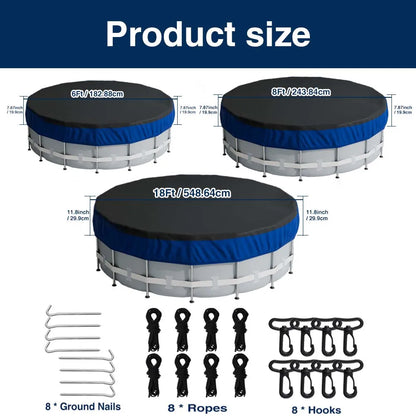 18Ft Round Pool Cover Oxford Fabric Winter Pool Solar Cover for above Ground Pool Waterproof and Dustproof Swimming Pool Cover