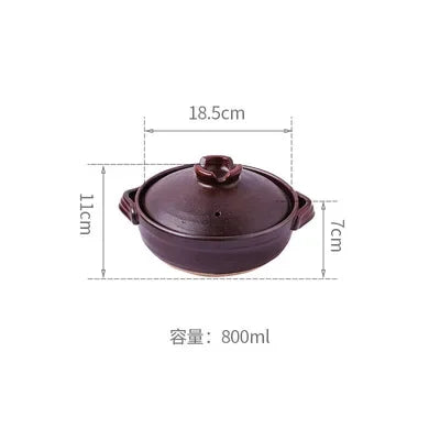 1 Pcs Ceramic Casserole Japanese Style Black Small Pot Clay Saucepan Home Kitchen Cookware Cooking Supplies Kitchen Pot Soup Pan