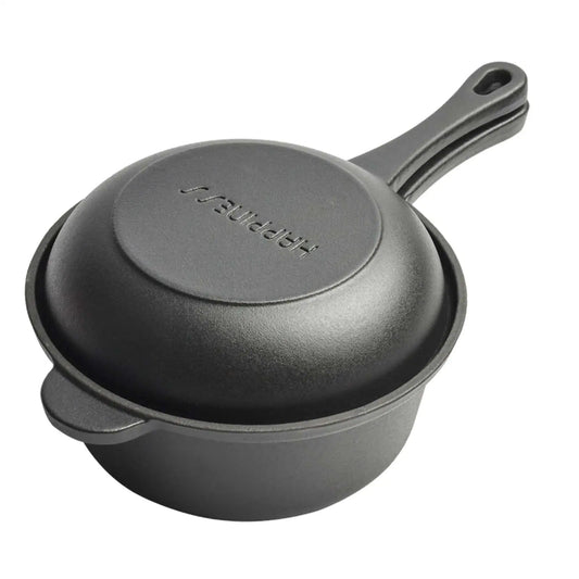 Cast Iron Pan with Skillet Lid BBQ heating fast Nonstick Stovetop Heavy Duty Soup Pot Frying Pan Stewpot for camping
