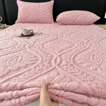 Taffeta Velvet Mattress Cover with Elastic Bands Solid Color Anti-slip Adjustable Fitted Sheet for Single Double King Queen Bed