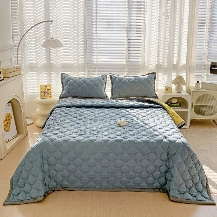 Quilted Bedspread Plaid Style Bed Linen Thickened Bedsheet Home Blanket Skin-friendly Bed Cover (Pillowcase Need Order)