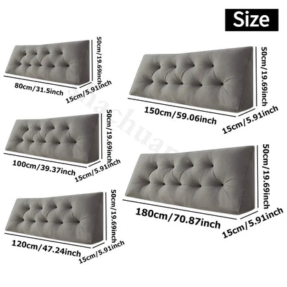 Large Triangular Wedge Pillow for Bed Sofa Backrest 80/120/180cm Pain Relief Support Foldable Storage Reading Headboard Cushion