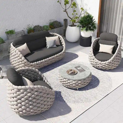 Outdoor Patio Sofa Set Wicker Garden Loveseat Cushioned Rattan Furniture Backyard Porch Seating All Weather Durable
