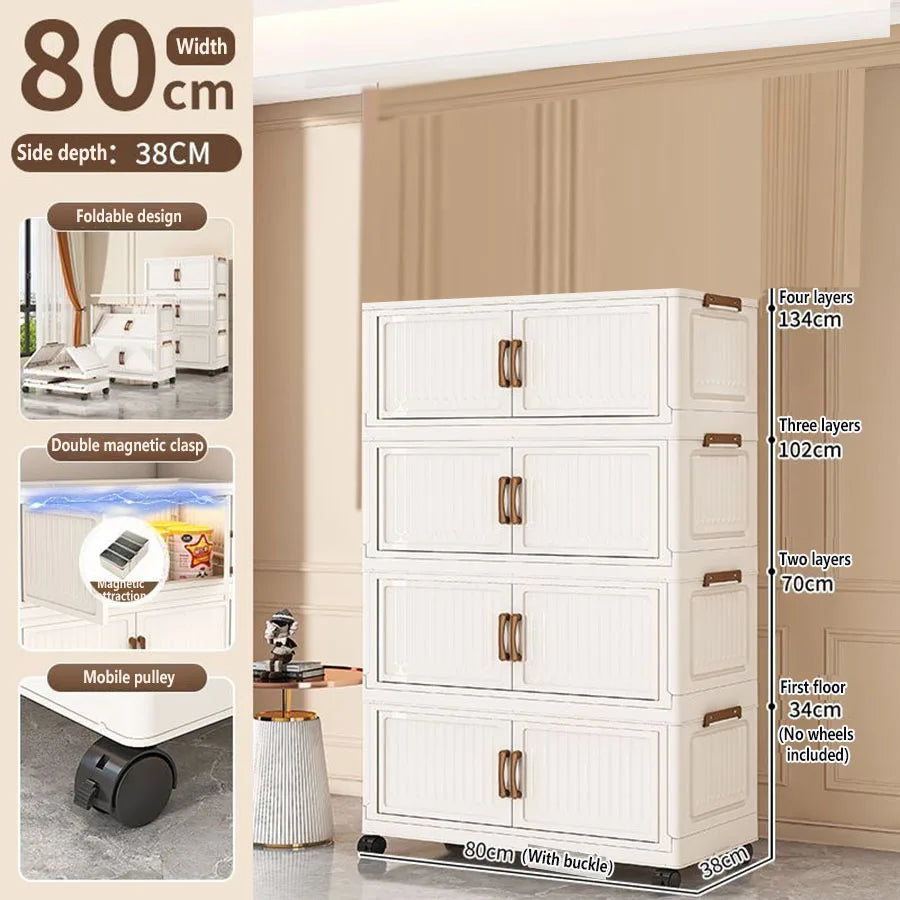 Folding Storage Cabinet Multi-Scene Storage Cabinet Wall-Mounted Kitchen Bathroom Bedroom Living Room Organizer