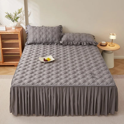 MissDeer 1pc Bed Skirt Thick Bedspread Solid Color Bed Cover Skin-friendly Bed Linen Home Bedsheet falda de cama (No Pillowcase)