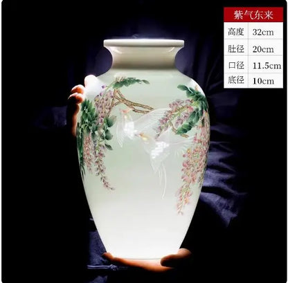 Vase ceramics underglaze color hand-painted plants high-end retro suitable home livingroom flower arrangement light luxury sense