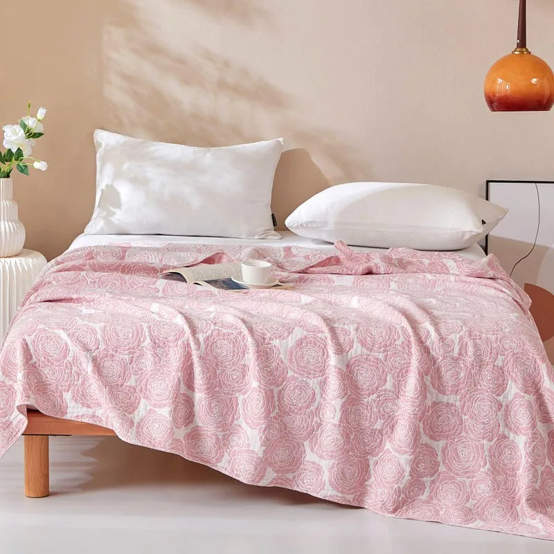 Cotton Gauze Blankets Muslin Bedspread for Bed Summer Double Couple Towel Quilts King Size Bed Covers Plaid Blankets Bed Sheet