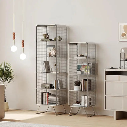 Nordic style Bookcase Multi-Tier Metal Storage Shelf Space Saving Living Room/Kids Book Organizer Sturdy Display Rack for Office