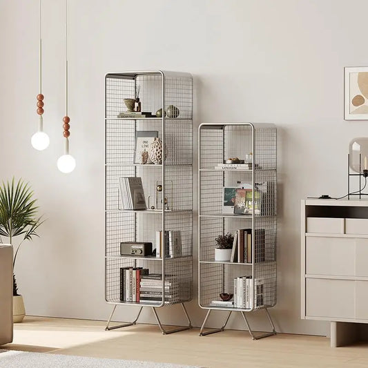 Nordic style Bookcase Multi-Tier Metal Storage Shelf Space Saving Living Room/Kids Book Organizer Sturdy Display Rack for Office
