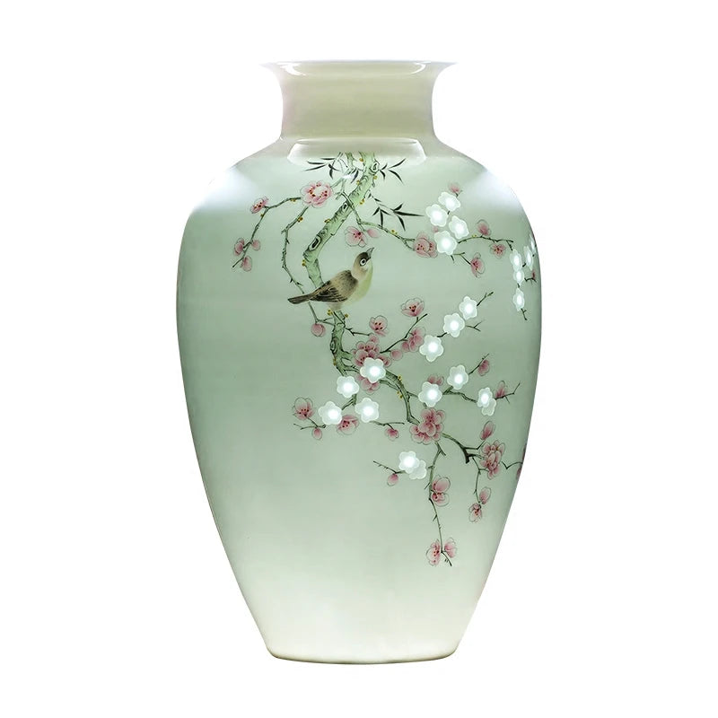 Vase ceramics underglaze color hand-painted plants high-end retro suitable home livingroom flower arrangement light luxury sense