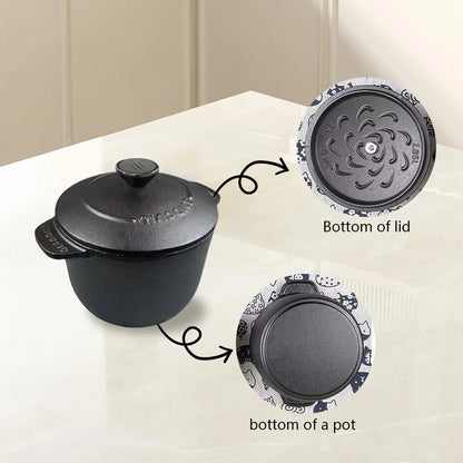 Cast Iron Rice Cooker Deepened Rice Pot Induction Compatible Thickened Rice Stewpot Dutch Oven Cooking Utensils