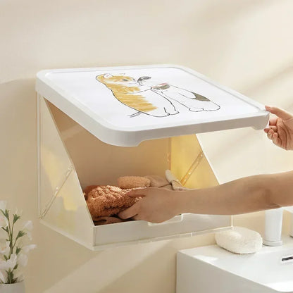 Bathroom Painting Storage Rack Bathroom Punch-free Mural Storage Cabinet Wall-mounted Waterproof Folding Storage Rack