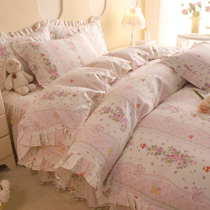 1pc Pure Cotton Duvet Cover Ruffles Quilt Cover Queen Size Comforter Cover Skin-friendly Bedding funda nordica (No Pillowcase)