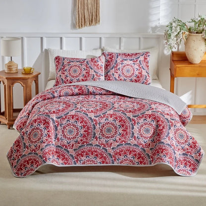 2026 Quilted Bedspread Set Microfiber Bed Cover+Pillowcase Floral Geometric Print Patchwork Summer Quilt Full King Drop Shipping