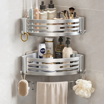 Elevated Bathroom Storage Rack Triangular Toilet No Drilling Corner Shower Hanging Shelf Wall Mounted Bathroom Accessory